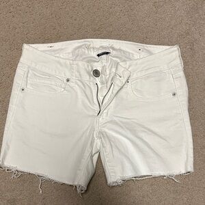 American Eagle Outfitters White Frayed Hem Denim Shorts